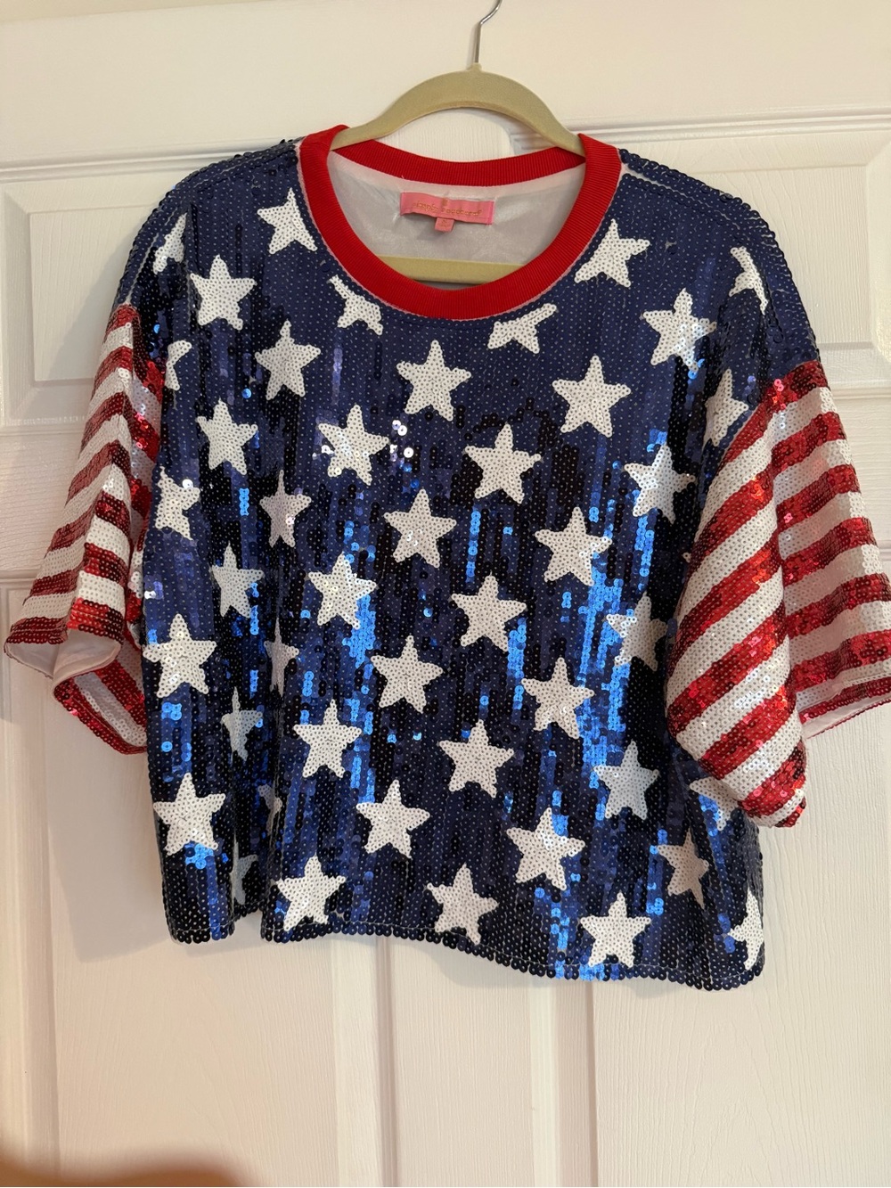 Milly Minis Sequin Stars Tee - Blue, White & Red